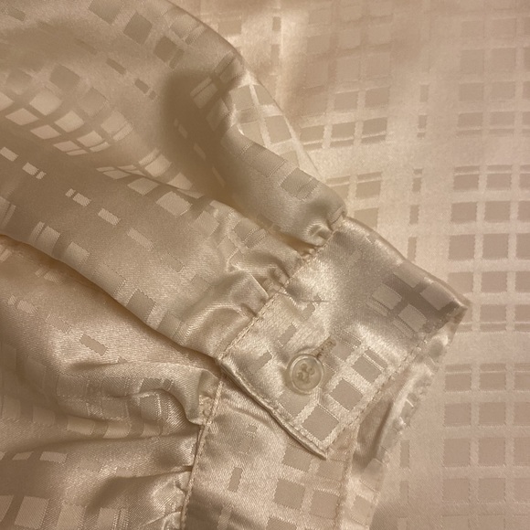 Vintage Joan Harper Women’s Blouse 12 Long Sleeve Button Up Shoulder Pads Ivory - Picture 7 of 9